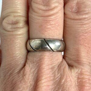 Sterling Silver 925 Mexico Horizontal Textured 6.5MM Rounded Band Ring Sz 7.5